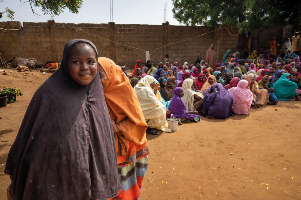 Girls and women in the New Kuchinguru camp, set up in 2013, which hosts 1 800 internally displaced people due to violence.