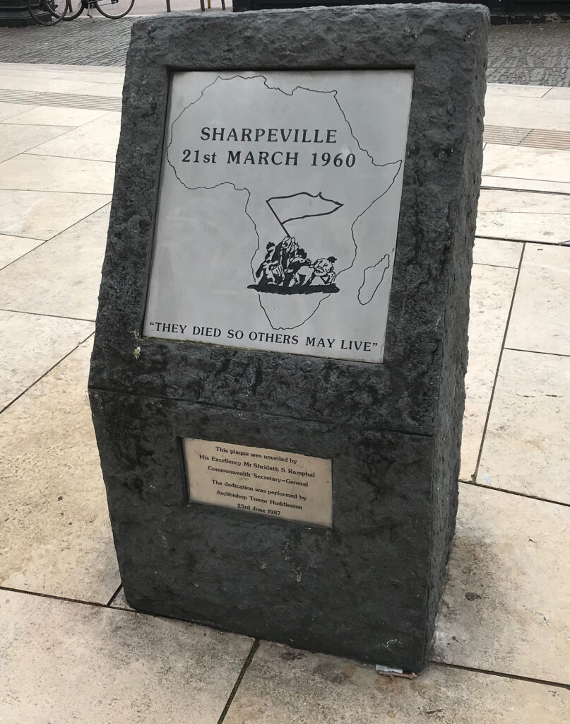 Memorial of the Sharpeville massacre on 21 March 1960, which became a U-turn point of conversion for Beyers Naudé. Credit: Matt Brown/Flickr.