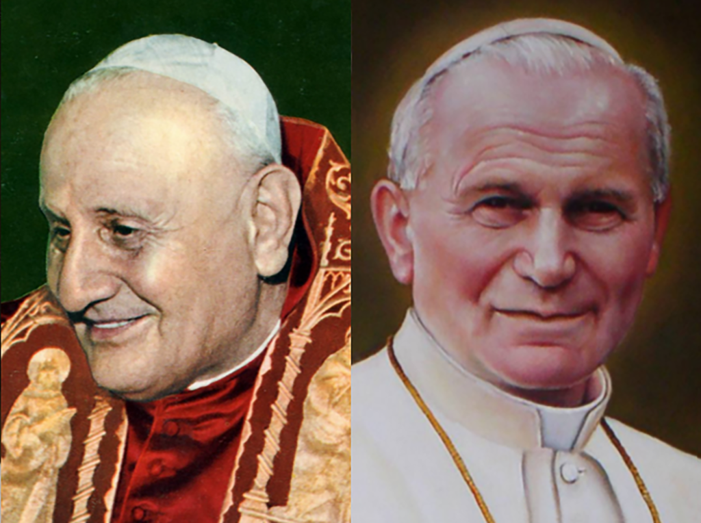 Pope John XXIII and Pope John Paul II, who were both canonized on 27th April 2014, repeatedly wrote about the relevance of the SDC. Credit: Zkoty1953/ Wikimedia.