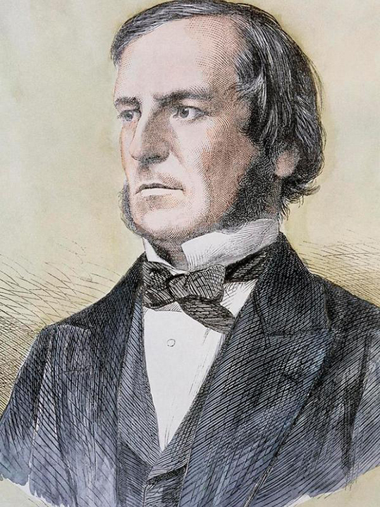 Wood engraving of mathematician and logician George Boole (1815–1864), great-great-grandfather of Hinton. Credit: picryl.com.